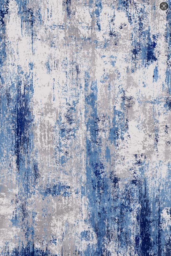 Ciicool Modern Abstract Rug for Living Room, 5'x7' Machine Washable Area Rug Non-Slip Rug, Low-Pile Contemporary Indoor Dining Floor Carpet for Bedroom Office Under Table Home Decor Grey Blue