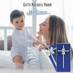 Tryuunion Baby Wall Cross Baptism Gifts for Girl, 7-inch Silver Praying Girls Baptism Crosses for First Holy Communion Christening and Dedication Baptismal Gifts from Godparents