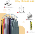 Legging Organizer for Closet, Metal Yoga Pants Hanger w/Rubber Coated 4 Pack w/10 Clips Hold 40 Leggings, Hangers Space Saving Hanging for Closet Organizers and Storage, Blue