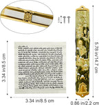 Mezuzah with Scroll for Door, Enamel&Zinc Alloy Blessing Mezuzah Case for Door, Colored Painted Mezuzha Scroll Kosher for Jewish Gifts/Jewish Decor, Christmas (Gold, 5.78 * 0.86 in)