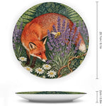 William Morris Lavender And Fox Ceramic Decorative Plate of 6", 7", 8", 10", Customize Christmas Design Porcelain Dessert Plate Set, Custom Gifts, Display Kitchen Decorations Wall, with Display Stand
