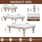 MAONAME Wood Display Risers Decorative Tray Set of 3, Farmhouse Pedestal Stand for Display Home Decor, Vintage White Beaded Wooden Tray for Kitchen Counter, Short and Tall Footed
