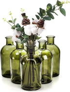 YOUEON 16 Pack Green Glass Bud Vases, Small Bud Vases in Bulk, Glass Flower Vases for Centerpieces, Vintage Decorative Bottle Vases for Flowers, Home Decor, Wedding Reception, Office