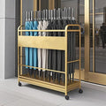 Metal Frame Commercial Umbrella Stand with Removable Drip Tray Large Capacity Heavy Duty Umbrella Holder with wheels for Entryway, Office(Gold,60 * 20 * 70CM/23.6 * 7.9 * 27.6IN)