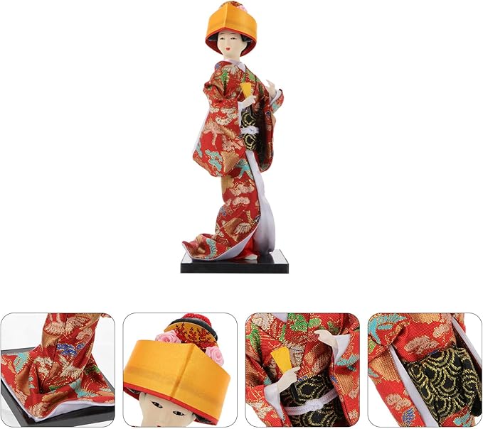 NOLITOY 1pc Kimono Doll Asian Japanese Dolls Car for Women Antique Geisha Statue Collectible Dolls Geisha Collectible Figurine Kabuki Doll Model Woman Wood Nationality Doll House