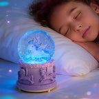 Unicorn Snow Globes,4.7IN Purple Music Snowglobes with LED Lights and Automatic Snowfall,Music Box Gifts for Girl,Home Decor Glass Ball for Kids Room Birthday for 5-18 Year Old Girl
