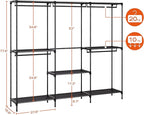 Clothes Rack, Portable Closet, 80.7 Inch Extra Large Capacity Wardrobe Closet, Clothes Storage Organizer with Shelves and 5 Hanging Rods, Easy to Assembly, Black PCT036B01