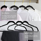 MIZGI Premium Velvet Hangers Pack 30 Pcs Heavyduty - Non Slip Slimline - Velvet Suit Hangers Black - Gold Hooks,Space Saving Clothes Hangers