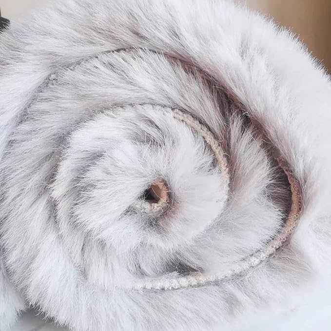 Ghouse Faux Rabbit Fur Round Rug 5ft Grey Round Rugs for Bedroom Decor Fluffy Area Rugs for Living Room, no-Shedding Carpet Sheepskin Washable Rug Rome Decor