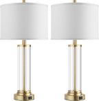 QiMH Lamps for Bedrooms Set of 2, Touch Control Table Lamps with USB A+C Ports, 3-Way Dimmable Bedside Lamp with Fabric Lampshade, Modern Nightstand Lamp for Living Room Bedroom (LED Bulbs Included)
