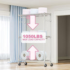 Heavy Duty Rolling Garment Rack 3 Tiers Adjustable Wire Shelving Clothes Rack with 2 Rods and Side Hooks,Storage Closet Clothing Rack with Wheels Chrome 15.7" D x 45.3" W x 79.6" H