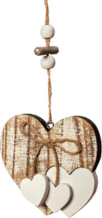 Sun&Beam Heart-Shaped Wooden Decorative Hanging Handmade Hearts Ornaments for Wedding Party Valentine Christmas Home Decoration Car Décor (D-#1, 1Pcs)