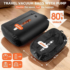 Vacuum Bags for Travel with Pump, Reusable Vacuum Compression Bags, IP68 Waterproof Space Saver Storage Bags for Clothes, Backpack, Luggage & Suitcase, Lightweight Travel Organizer (2PC + Pump)