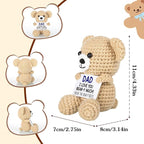 WELLBANEE Mini Bear Gifts for Dad Father from Daughter Son, Birthday Gifts for New Step Bonus Dad, I Love You Handmade Emotional Crochet Bear