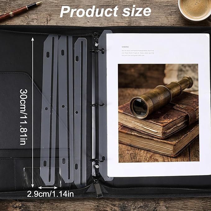 Amabro 24Pcs 3 Hole Magazine Binder Inserts Holders, 3 Ring Binder Strips Sheet Magazine Organizer Accessories Protectors Music Folder Paper Filebook Heavyweight Letter Size 11.81 x 1.14 Inch(White)