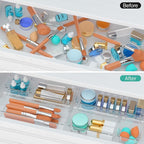 WOWBOX 9 Pack Clear Drawer Organizer Set, Acrylic Drawer Storage Trays, Storage Bins for Makeup, Cosmetics, Jewelries, Utensils, Gadgets, Office