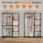 OLIXIS Portable Wardrobe Closet with Hanging Rods, 44 Inch Portable Clothing Rack with Shelves, Heavy Duty Clothes Rack, Freestanding Closet Organizer