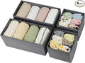 Washable Cloth Drawer Organizer, Set of 4 Foldable Sock Dresser Drawer Organizers Storage Boxes, Fabric Storage Boxes Closet Cabinet Organizer for Clothes (Gray, 2M+2S)