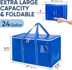 BALEINE 2-Pack Oversized Moving Bags with Reinforced Handles, Heavy-Duty Storage Tote for Clothes, Moving Supplies (Royal Blue, 2-Pack)