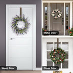 HEYHOUSE Wreath Hanger,2 Pack Christmas Halloween Decorations Adjustable Wreath Hanger for Front Door Decor from 14.9-25", Over The Door Hooks Organizer 20 lbs Larger Hooks Outside Decorations