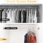 Metal Yoga Pants Hangers 1 Pack w/10 Clips Holds 10 Leggings, Space Saving Hanging Closet Organizer w/Rubber Coated Closet Organizers and Storage, Pink
