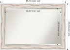 Amanti Art White Wall Mirror 29x41 Alexandria White Wash Rectangle Bathroom Mirror for Wall Decor Living Room, Large Cottage Wood Frame, Hangs Horizonally and Vertically, Bathroom Decor, Beveled Edge
