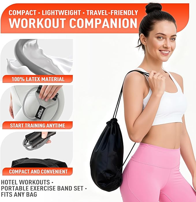 Figure 8 Resistance Bands for Arm, Back, 3 Level Latex Heavy Exercise Bands with Handles for Strength Training, Full Body Workout, Physical Therapy, Pilates, Yoga, Home Gym Equipment for Women