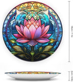 Boho Water Lily Stained Glass Print Decorative Plates Home Decor Ceramic Plates, Dinner Plates Display for Living Room, Kitchen, Hallway Console Side Table, Presents for Lotus Lover, 7 Inch