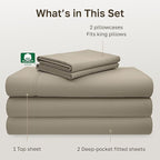 California Design Den Split King Sheet Set - 100% Cotton, 600 Thread Count, Breathable Luxury King Size Sheets for Adjustable Bed, Luxury Hotel-Quality Sheets with Soft Sateen Weave (Cool Taupe)