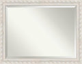 Amanti Art White Wall Mirror 36x46 Opera Off White Rectangle Bathroom Mirror for Wall Decor Living Room, X-Large Traditional Wood Frame, Hangs Horizonally and Vertically, Bathroom Decor, Beveled Edge