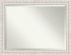 Amanti Art White Wall Mirror 36x46 Opera Off White Rectangle Bathroom Mirror for Wall Decor Living Room, X-Large Traditional Wood Frame, Hangs Horizonally and Vertically, Bathroom Decor, Beveled Edge