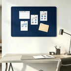 Cork Board Alternative, Decorative Foldable Felt Bulletin Board 24 * 16 Inches, Alternative Photo Board Self-Adhesive Vision Board, Decorative Pin Board (Rectangle Dark Blue)