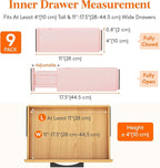 Lifewit 9 Pack Drawer Dividers 4" High 28-43.5cm/11-17" Adjustable Drawer Organizer for Clothes/Utensils, Expandable Drawer Separator in Dresser/Kitchen/Bedroom/Office Organization & Storage Pink