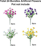 Ivydale 24 Bundles Artificial Flowers for Outdoors Faux Plants Spring Outdoor Decoration Faux Silk Morning Glory with Eucalyptus Realistic UV Resistant for Outside Porch Patio Window Garden Yard Home