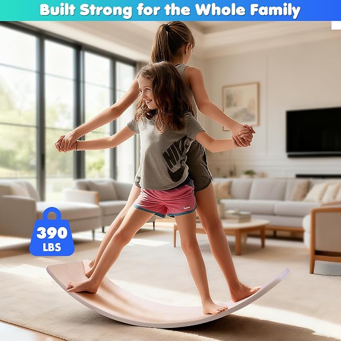 35" Balance Board Kids | Montessori Wobble Board for Toddlers Ages 3-5, Natural Wood Open-Ended Waldorf Sensory Toy for Indoor & Outdoor Play, Core Balance Trainer, Birthday & Christmas Gift 2026