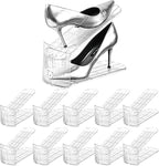 Shoe Slots Organizer,Adjustable Shoe Rack with Three Levels,shoe stackers for a pair of Shoes (Clear, 10 Pack)