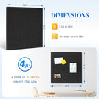DOLLAR BOSS Felt Cork Board Tiles, 4 Packs 12" x 12" 1/2" Thick Cork Bulletin Board Self Adhesive Acoustic Panels Soundproof Corkboards for Walls with 40 Pushpins for Home Office Kitchen School, Black