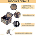 Music Box Romantic Valentines Day Gift for Her Him, Antique Laser Engraved I Can't Help to Falling in Love with You Hand Cranked Musical Box for Women Wedding,Anniversary,Birthday