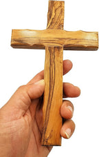 Zuluf Wall Hanging Olive Wood Cross | Hand Carved Cross | Olivewood Christian Wall Cross With Holy Land Certificate | Ideal Gift for Home Decoration, Weddings and Home Office 20cm / 7.8" CRS051