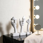 3 Pcs Thinker Large Statue Set - White Art Abstract Home Accent Figurines for Living Room, Bedroom, Shelves, Office Desktop, Coffee Table Decor, Gift for Women (3 Pcs White, 9")
