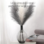 Floor Vase, Large Gray Glass Tall Big Vases, Smoked Black Glass Vase, Large Decorative, 15 inches Tall, Demijohn
