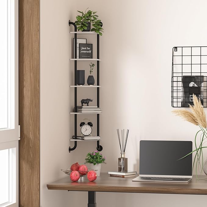 Tinpin Corner Shelf 5-Tier Wall Shelves, Floating Corner Shelves, Wall Mounted Shelves for Thanksgiving Day Bedroom Decor, Bathroom and Living Room Decor (White)