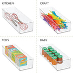 mDesign Plastic Drawer Organizer Box, Long Storage Organizer Bin Container; For Closets, Bedrooms, Use for Leggings, Socks, Ties, Jewelry, Accessories - Lumiere Collection - 2 Pack - Clear
