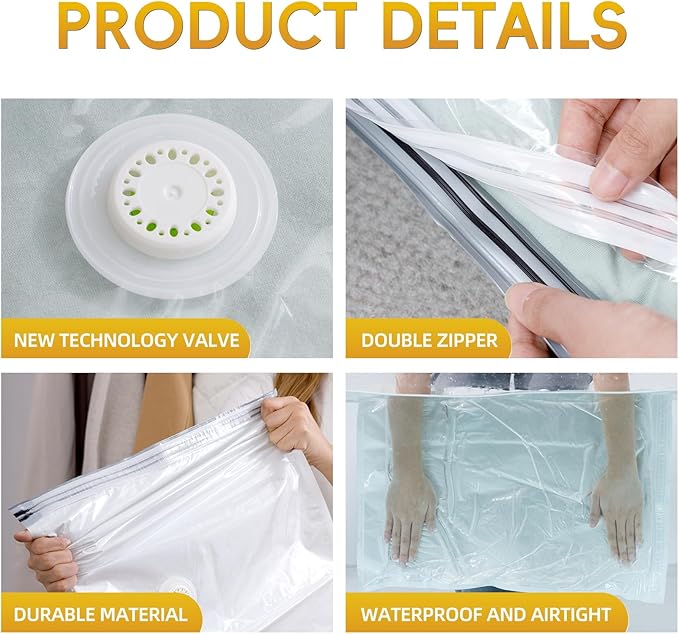 Vacuum Storage Bags - 8 Extra Large Jumbo storage Space Saver Bags (40x31 Inch) for Bedding,Comforters,Blankets,Clothing,Pillows,Jackets,Coats - Vacuum Seal Bags for Home Organization