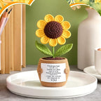 Wavwavw 1 Pcs Friends Gifts for Women, Galentines Graduation Handmade Sunflower Crochet Doll with Positive Card for Female Birthday BFF Bestie Gifts (My Friends)