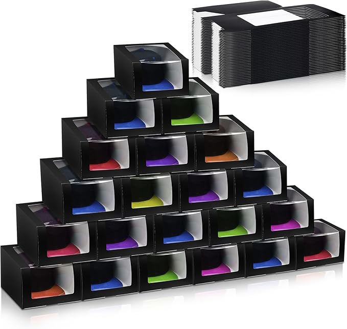 20 Pcs Hat Boxes for Men Black Gift Boxes with Window Display Box for Hat Storage Container for Baseball Caps, Dad Hat, Billed Cap, Snapbacks, Paper Fold Box Packing Box 8.1 x 8.1 x 5.1