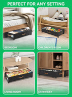 Under Bed Storage with Wheels, 2-Pack 58L Under the Bed Storage Containers with Lids, 1-Pack 15L Box, Organizer Bins Rolling Underbed Storage for Clothes, Underwear, Socks, Shoes - Delicate Style