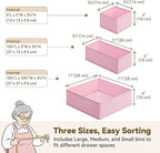 GRANNY SAYS Drawer Organizer Clothes, 12 Pack Dresser Organizer Bins for Nursery, Closet Organization and Storage Dividers for Clothing, Baby Clothes, Underwears, Pink