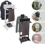 Bitodd Suit Rack, Cape Rack, Floor Standing Coat Rack, Clothes Valet Stand for Men, Modern Minimalist Silhouette Coat Rack for Storing Men'S and Women'S Suits, Pants, Neckties (White)