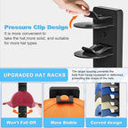 Eiito Hat Organizer for Baseball Caps, 4 Pack Strong Adhesive Hat Rack for Wall, Multilayer Hat Storage Display Holder, Wall Mounted Hat Hooks Hold up to 16 Hats for Closet (Black 4PCS)